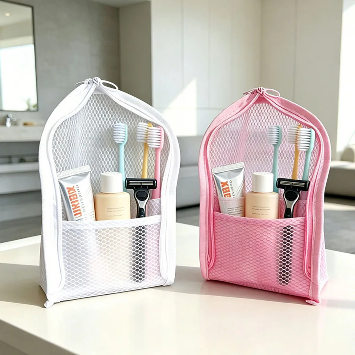 Travel Z - Standing Mesh Toiletry Bag for Travel