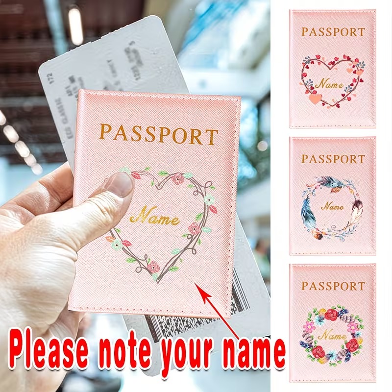 Quality Travel Accessories - Customized Name Passport Sleeve Cover PU