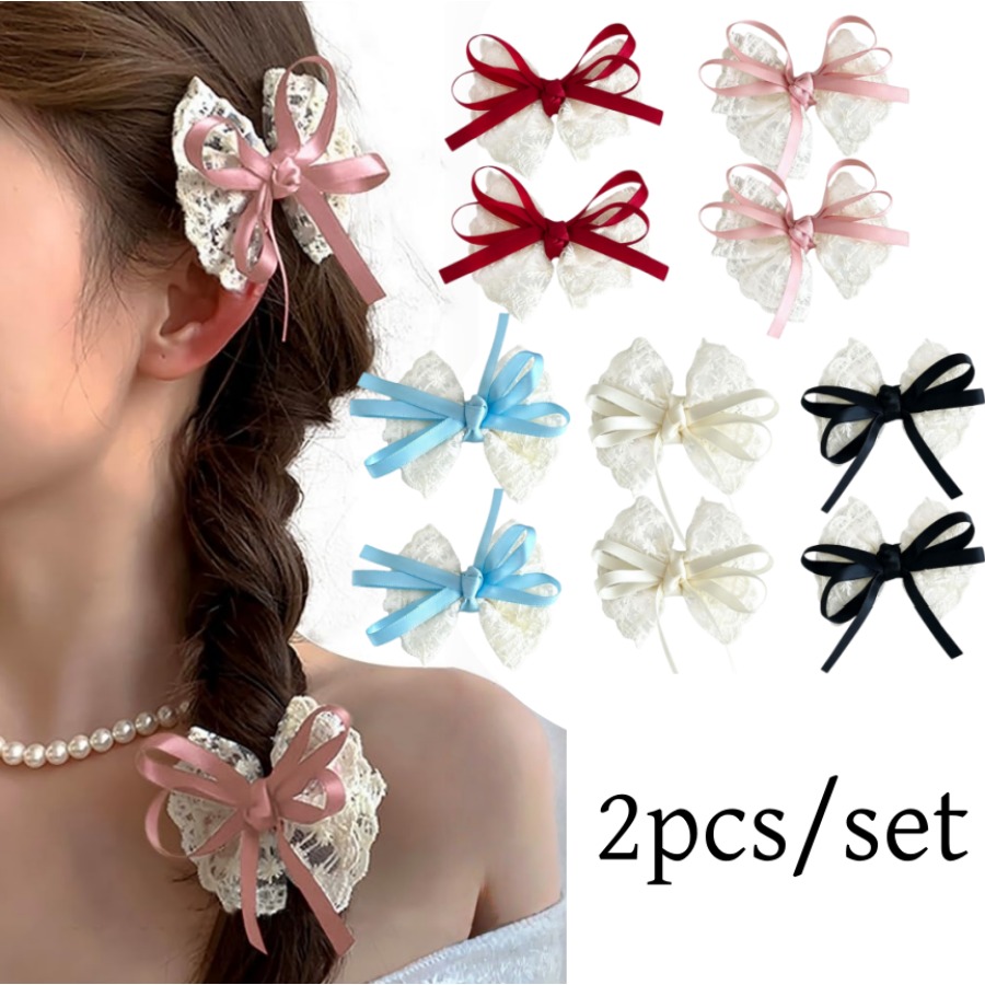 2pcs/set Cute Lace Bow Hair Cl - огляд і ціна Travel Accessories Teens